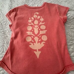 FP Movement by Free People Coral Short Sleeve Tee with Cream Floral Motif